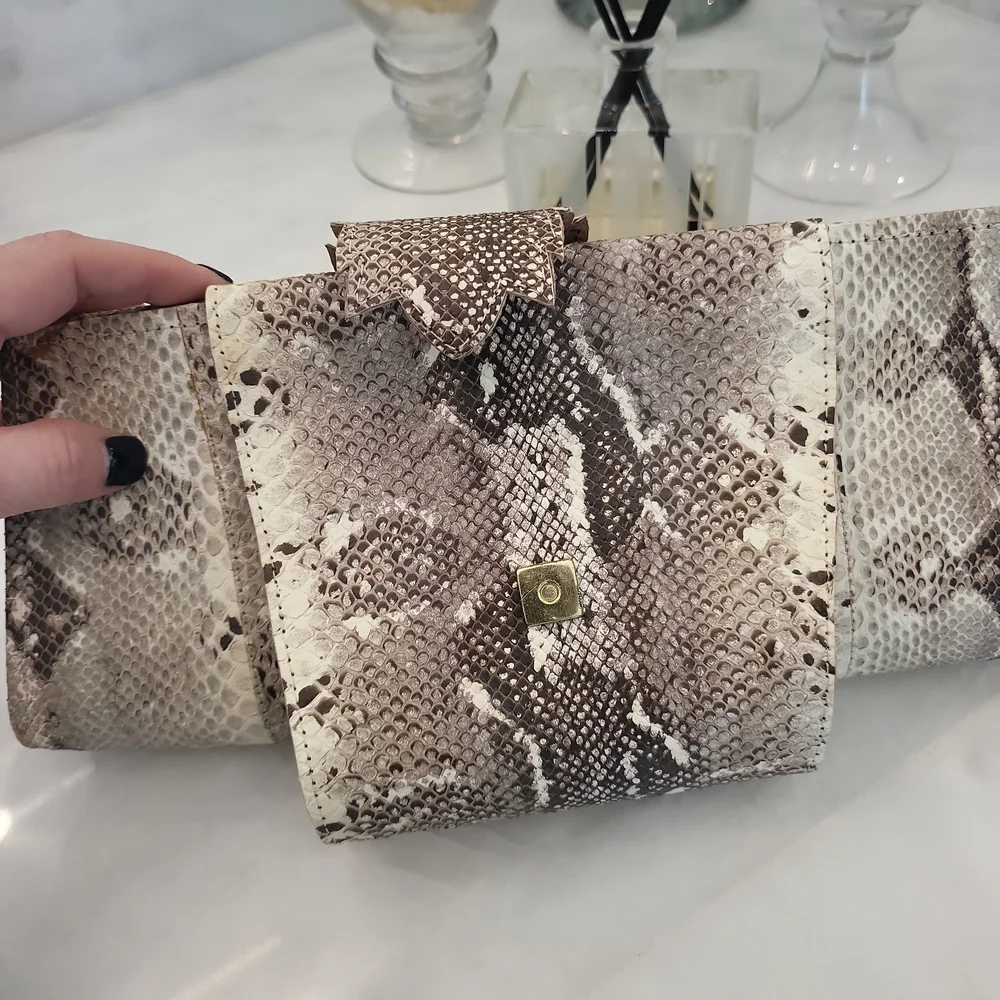 Snakeskin/ Leather Clutch Bag - Picture 6 of 9